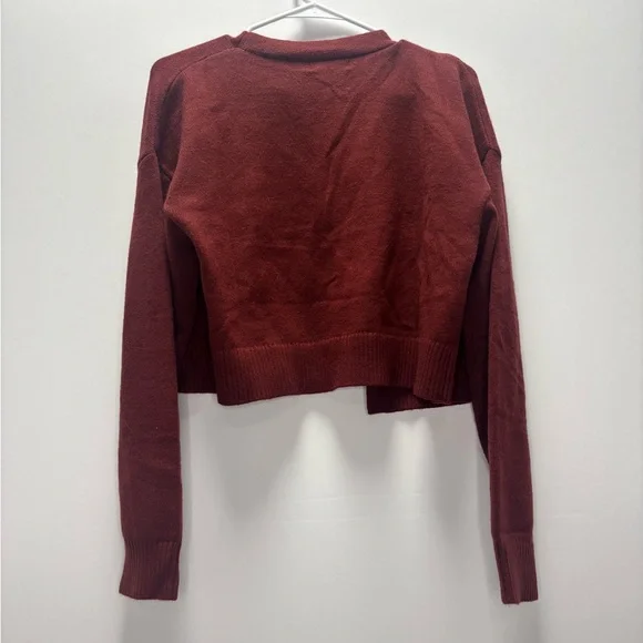 NWT BTFBM Cropped Burgundy Cardigan Sweater | Size Large, 3 buttons. - Picture 4 of 4